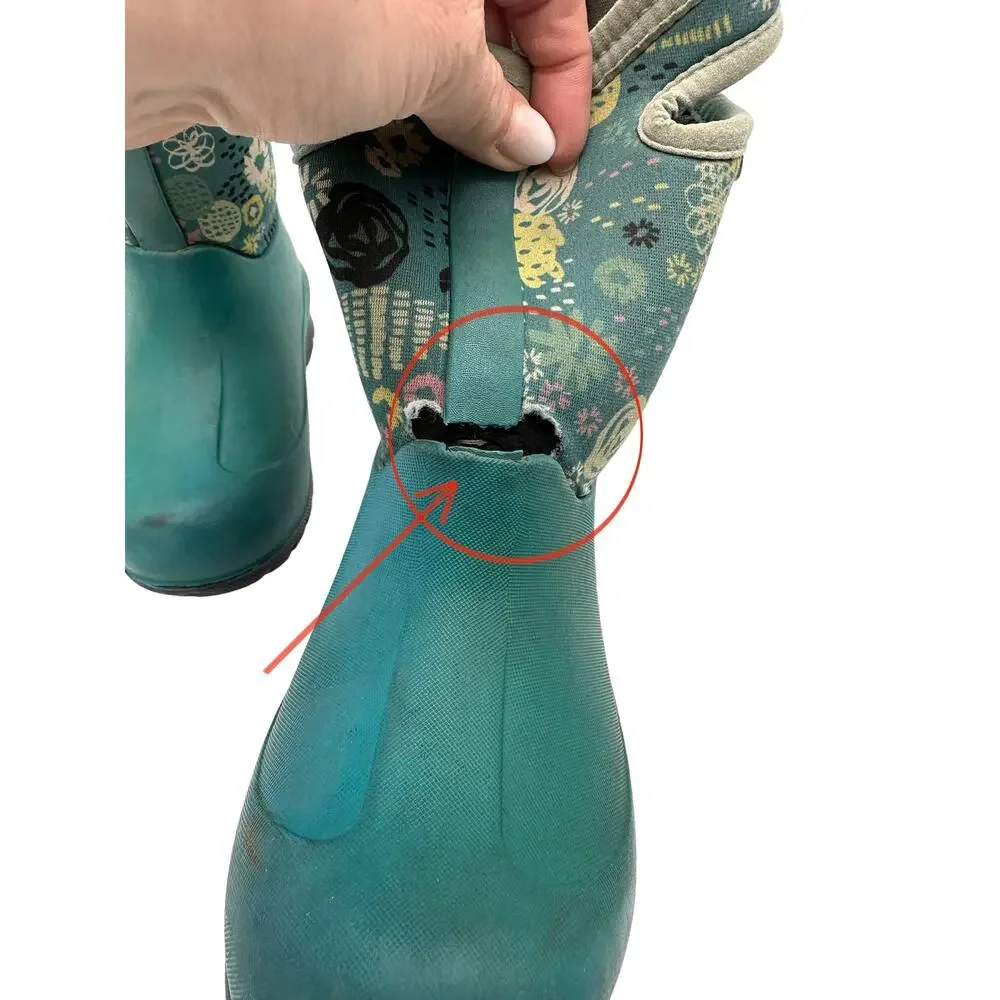 Bogs Neo-Classic Kids Sz: 10 Teal (READ) Floral Insulated Winter Boot 72577- 448